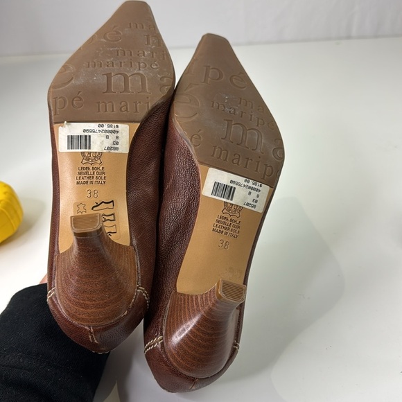 Vintage NWT Arnold Churgin Brown Leather Kitten Heel Loafers - Picture 7 of 12